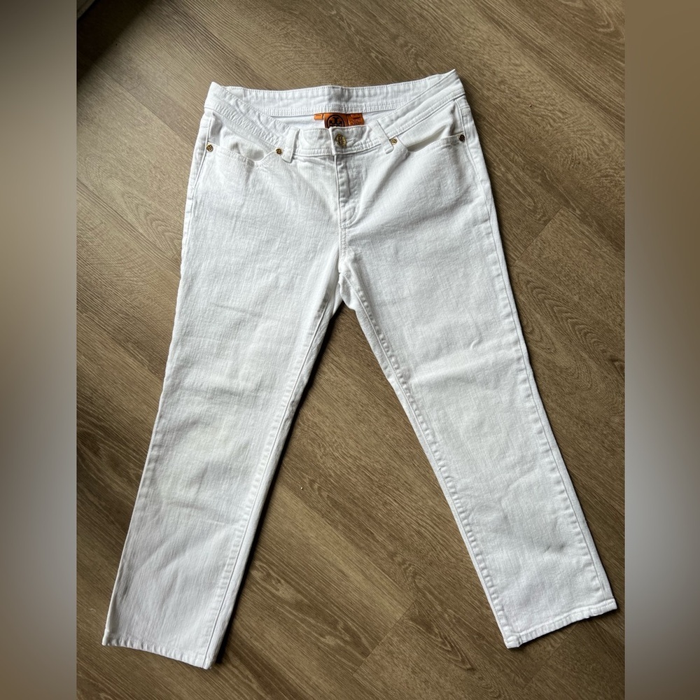 Tory Burch White High Rise Straight Leg Ankle Jeans Size 30 - Picture 3 of 8